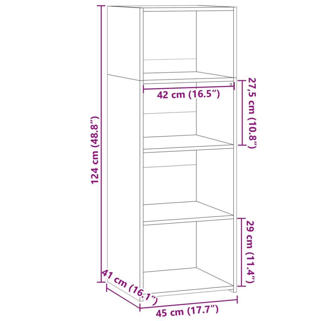 Skříň Highboard 45 X 41 X 124 Cm Kompozitní Dřevo