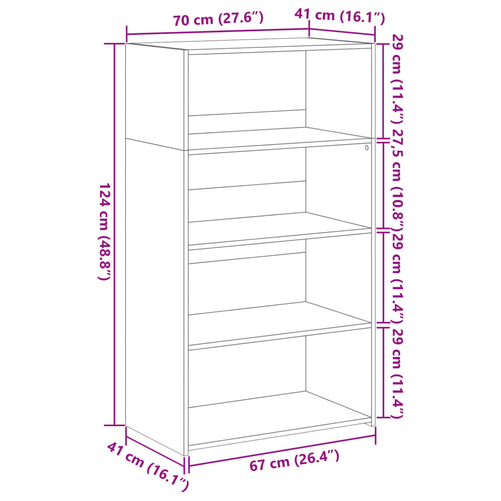 Skříň Highboard Šedá Sonoma 70 X 41 X 124 Cm Kompozitní Dřevo