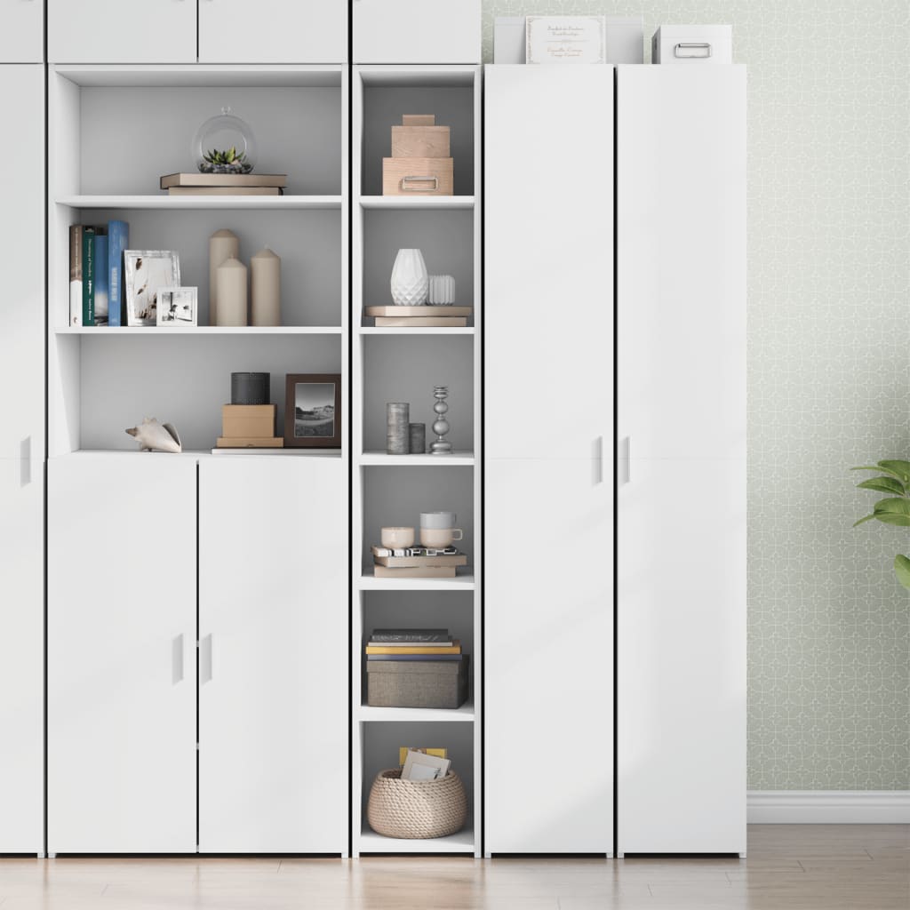 Skříň Highboard Bílá 30 X 41 X 185 Cm Kompozitní Dřevo