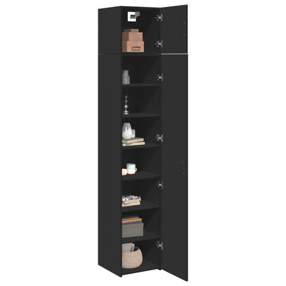 Úzká Úložná Skříňka Černá 40 X 42,5 X 225 Cm Kompozitní Dřevo