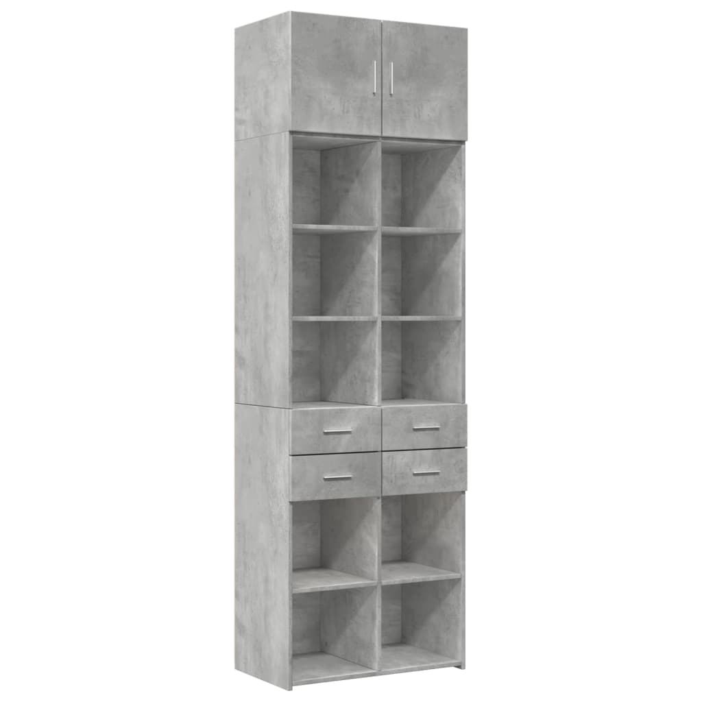 Úložná Skříňka Betonově Šedá 70X42,5X225 Cm Kompozitní Dřevo