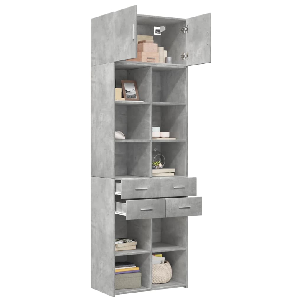 Úložná Skříňka Betonově Šedá 70X42,5X225 Cm Kompozitní Dřevo