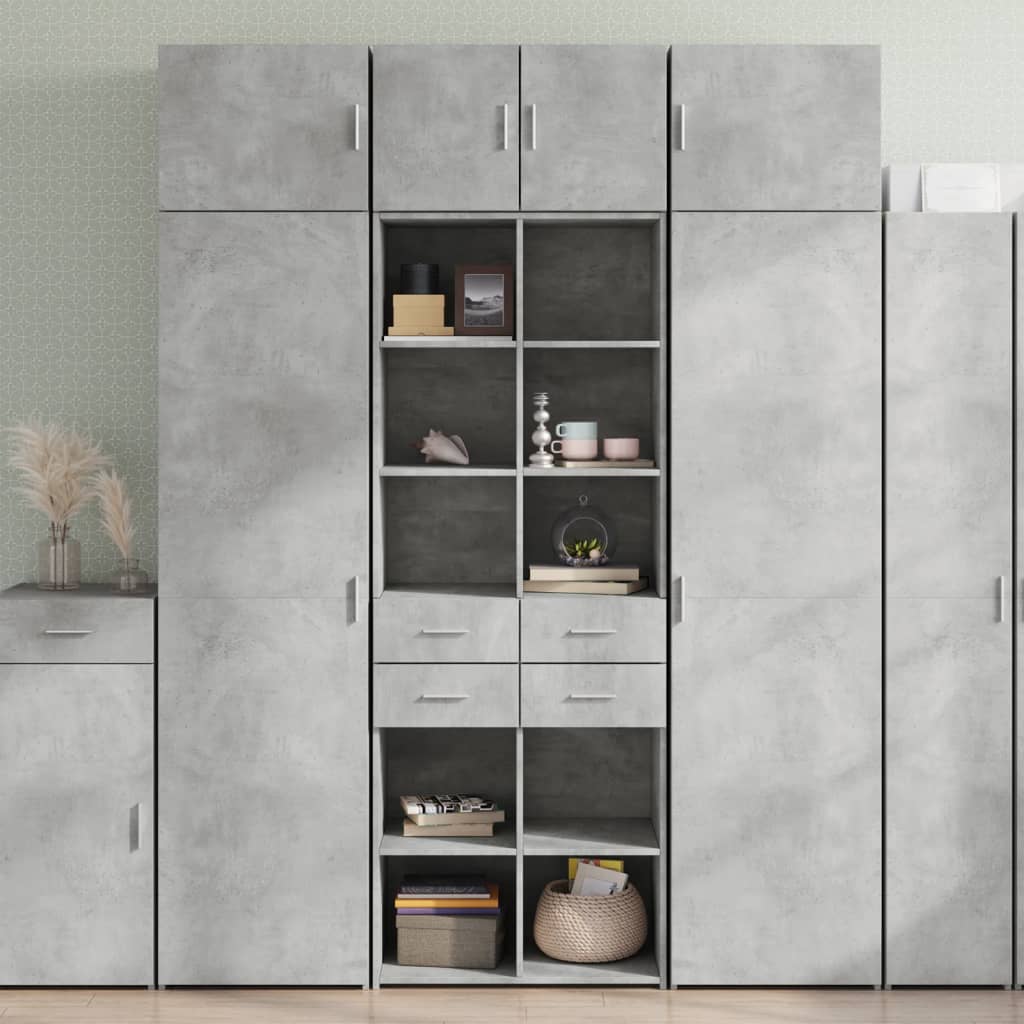 Úložná Skříňka Betonově Šedá 70X42,5X225 Cm Kompozitní Dřevo