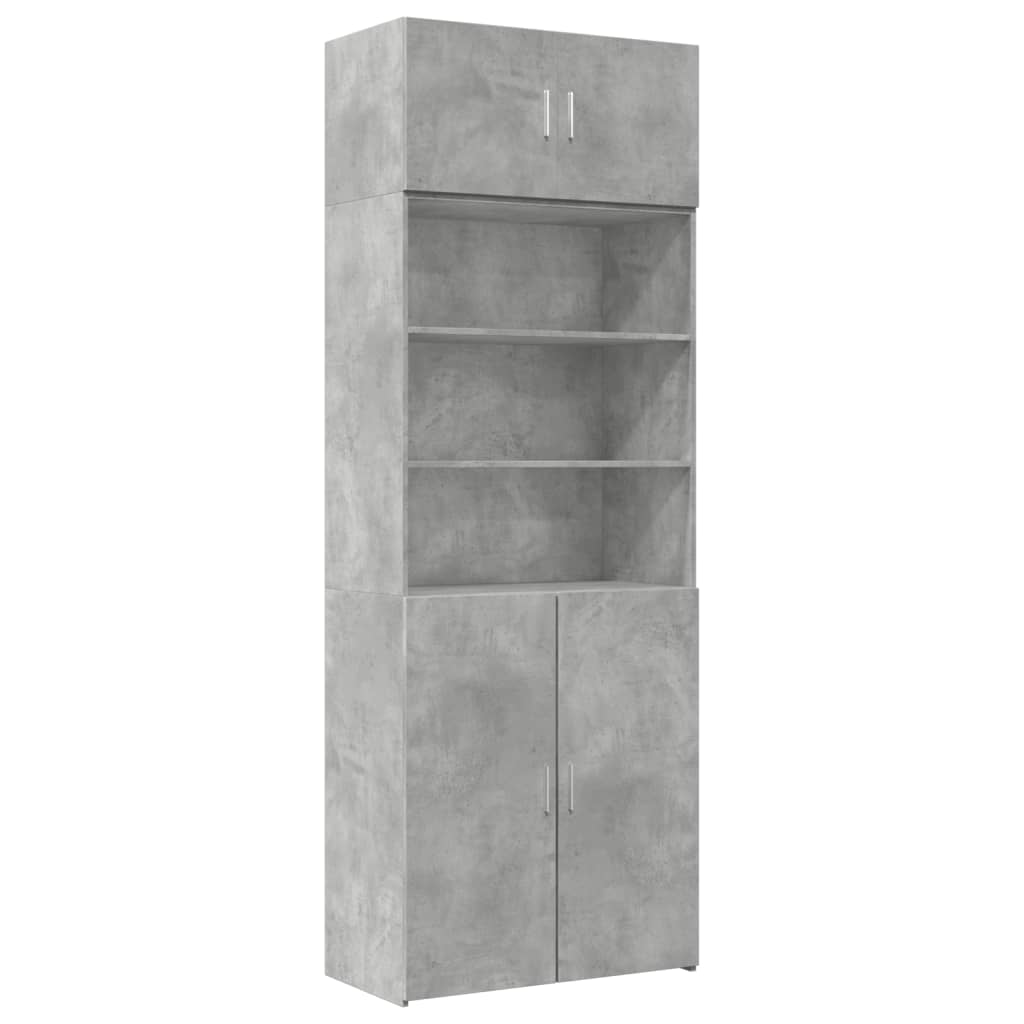 Úložná Skříňka Betonově Šedá 80X42,5X225 Cm Kompozitní Dřevo