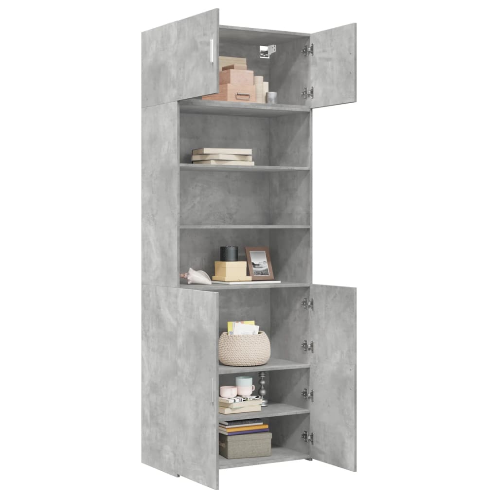 Úložná Skříňka Betonově Šedá 80X42,5X225 Cm Kompozitní Dřevo