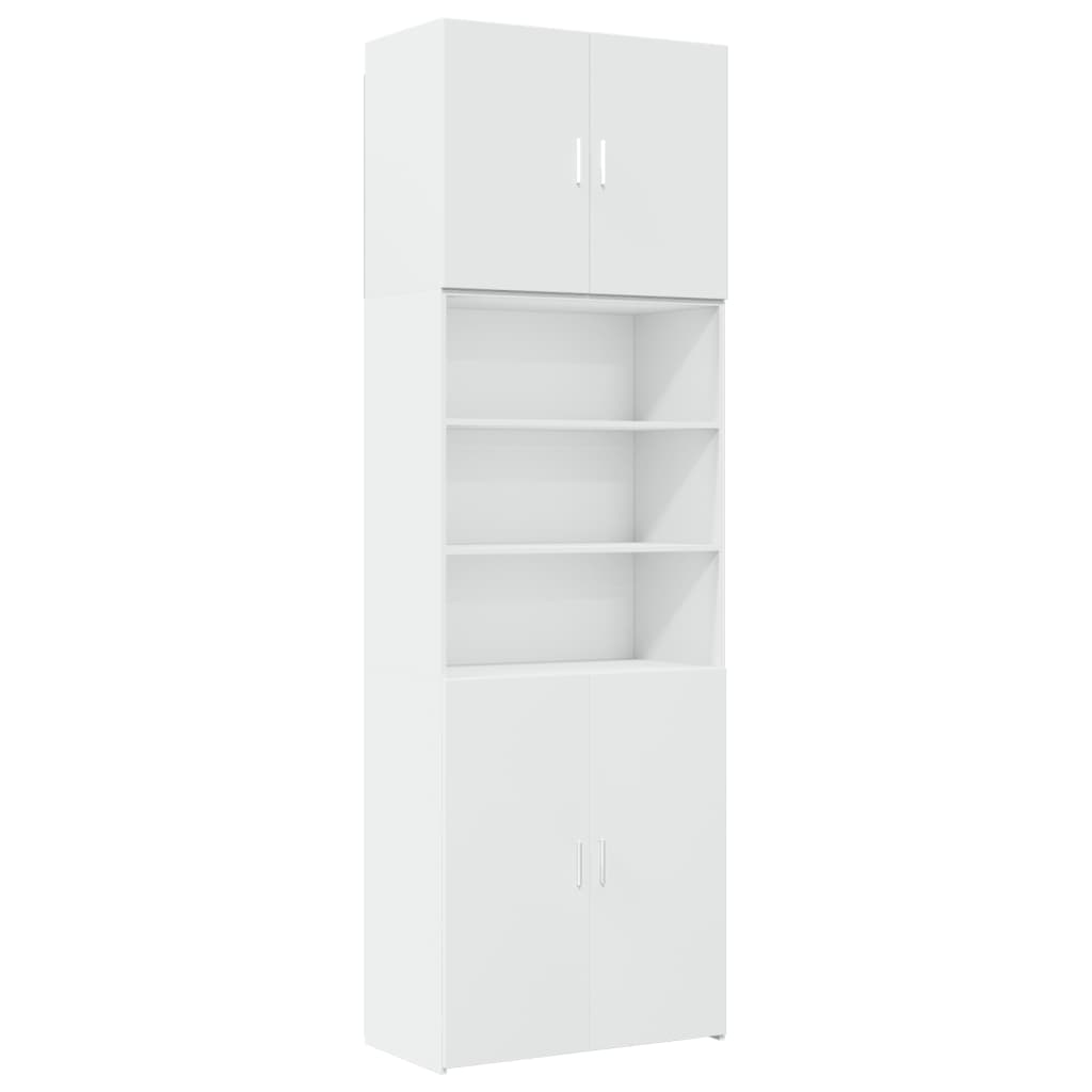 Skříň Highboard Bílá 80 X 42,5 X 249 Cm Kompozitní Dřevo