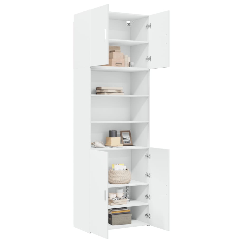 Skříň Highboard Bílá 80 X 42,5 X 249 Cm Kompozitní Dřevo