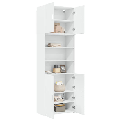 Skříň Highboard Bílá 80 X 42,5 X 249 Cm Kompozitní Dřevo