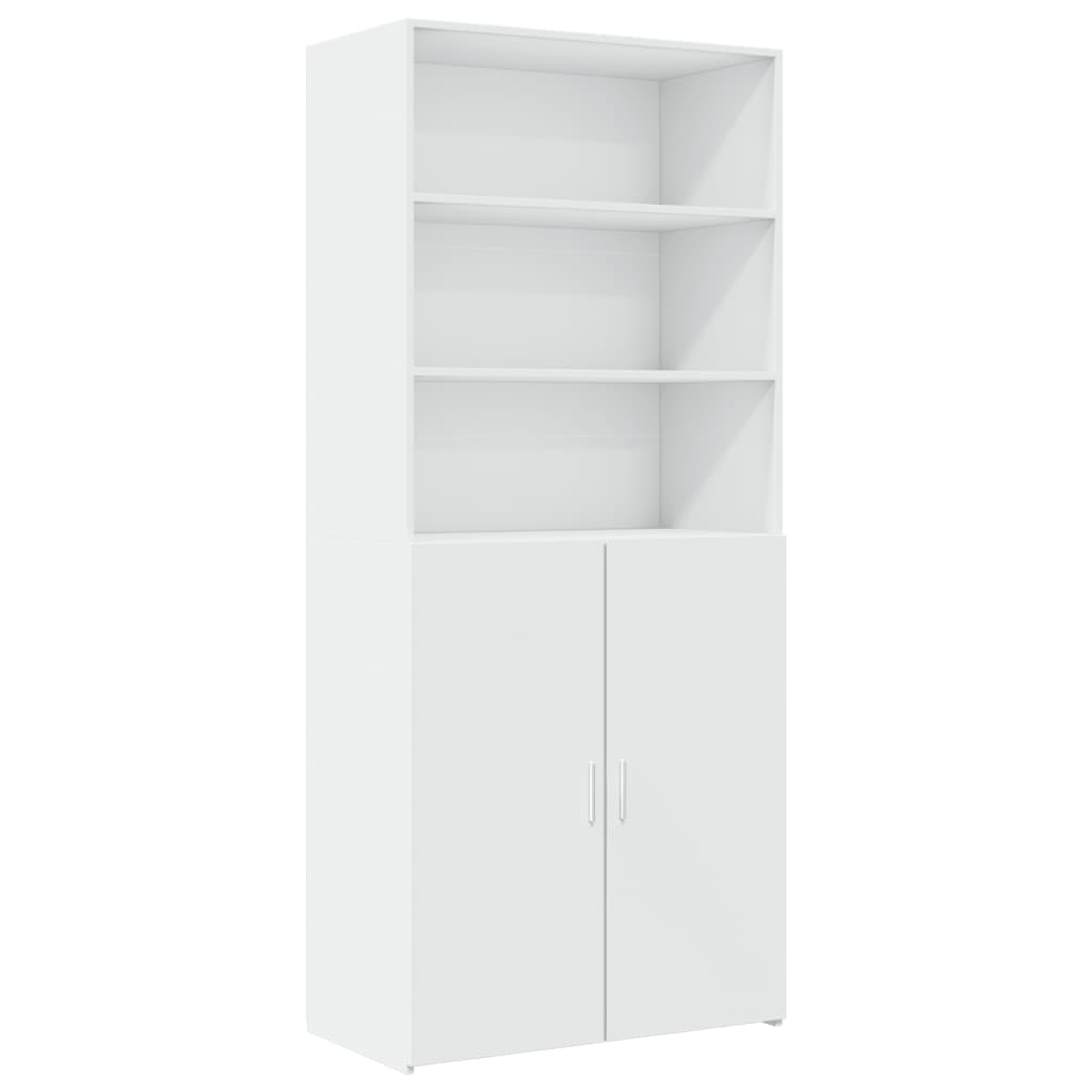 Skříň Highboard Bílá 80 X 42,5 X 249 Cm Kompozitní Dřevo