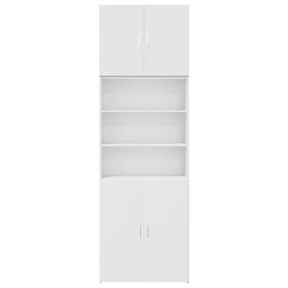 Skříň Highboard Bílá 80 X 42,5 X 249 Cm Kompozitní Dřevo