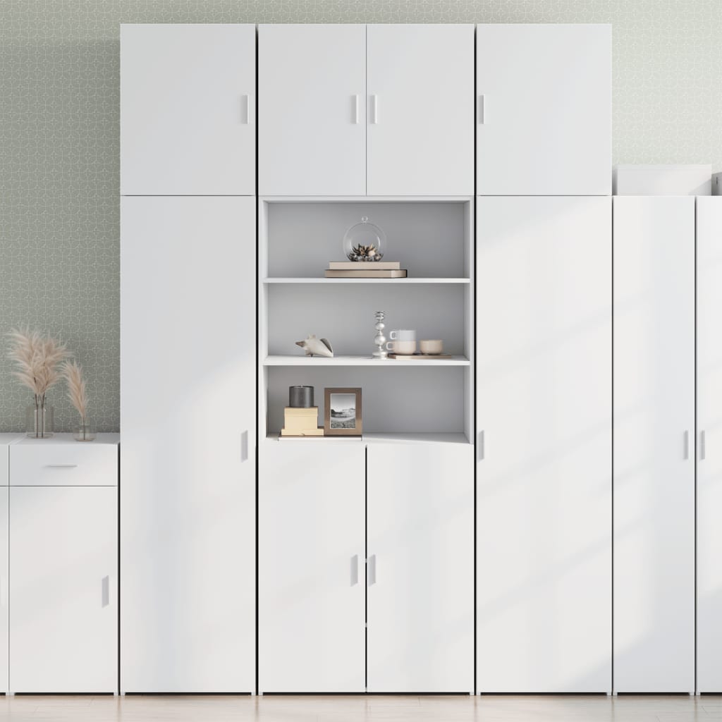 Skříň Highboard Bílá 80 X 42,5 X 249 Cm Kompozitní Dřevo
