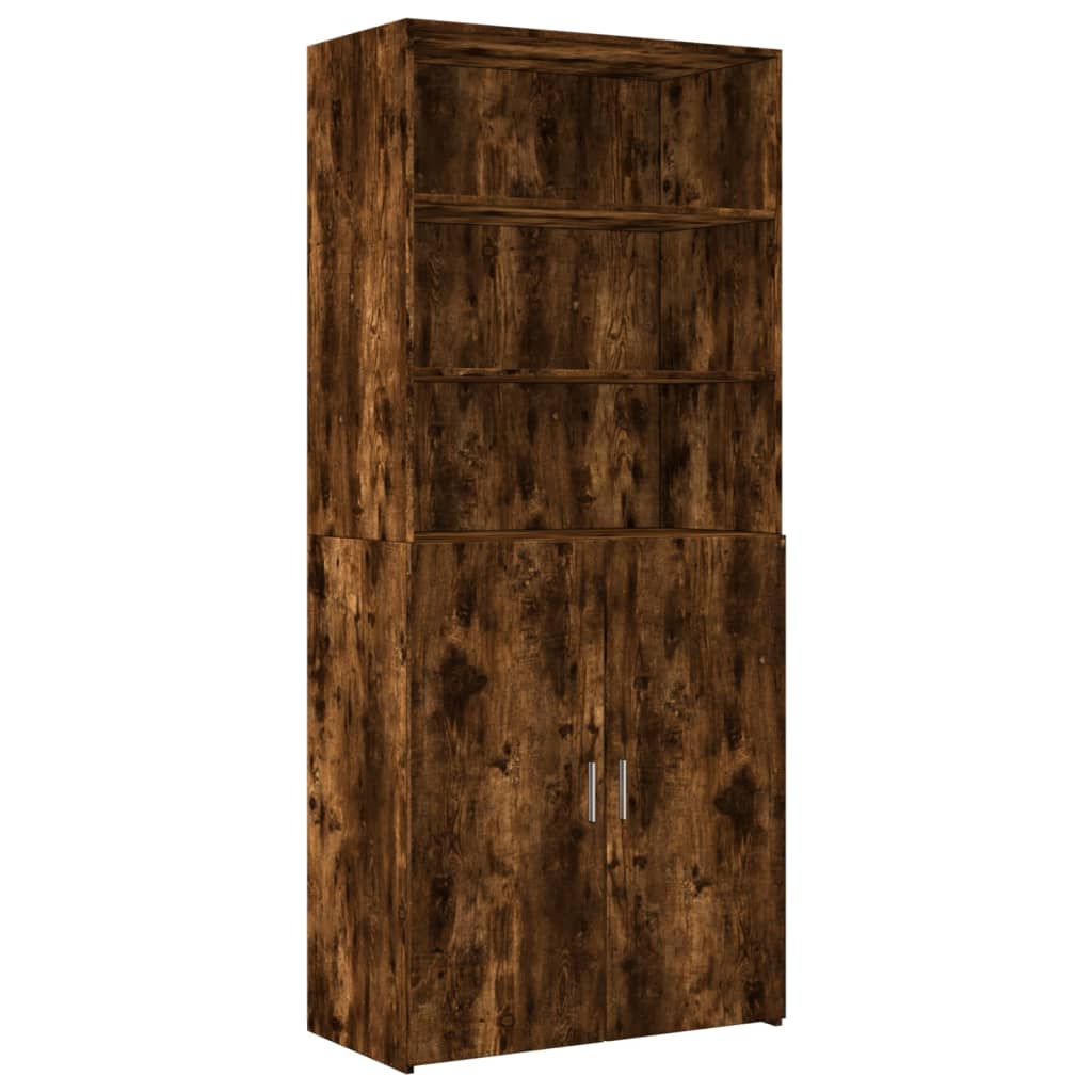 Skříň Highboard Kouřový Dub 80 X 42,5 X 249 Cm Kompozitní Dřevo