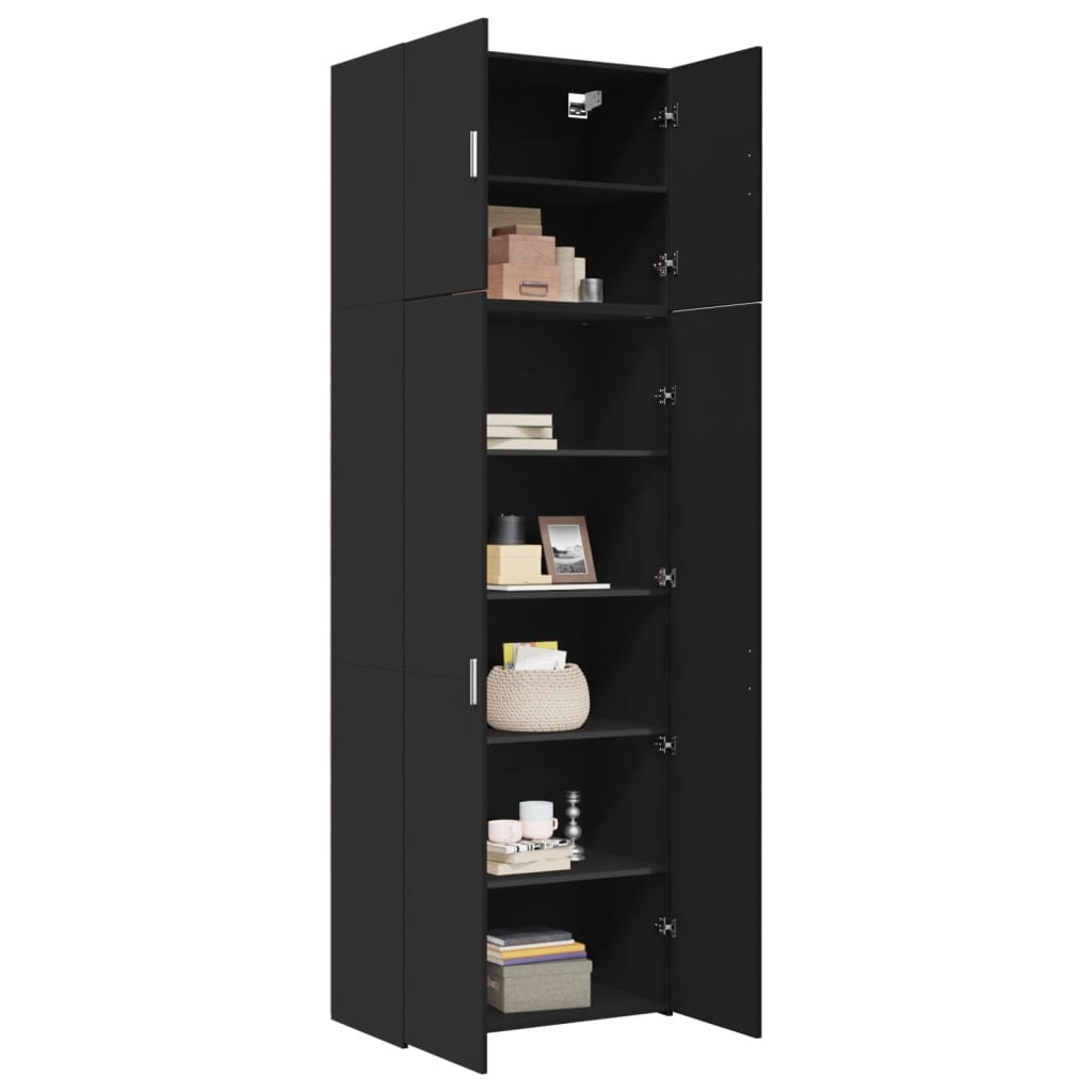 Skříň Highboard Černá 80 X 42,5 X 249 Cm Kompozitní Dřevo
