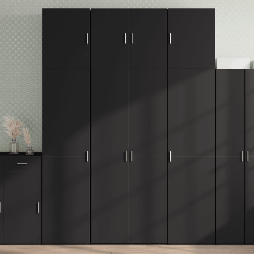 Skříň Highboard Černá 80 X 42,5 X 249 Cm Kompozitní Dřevo