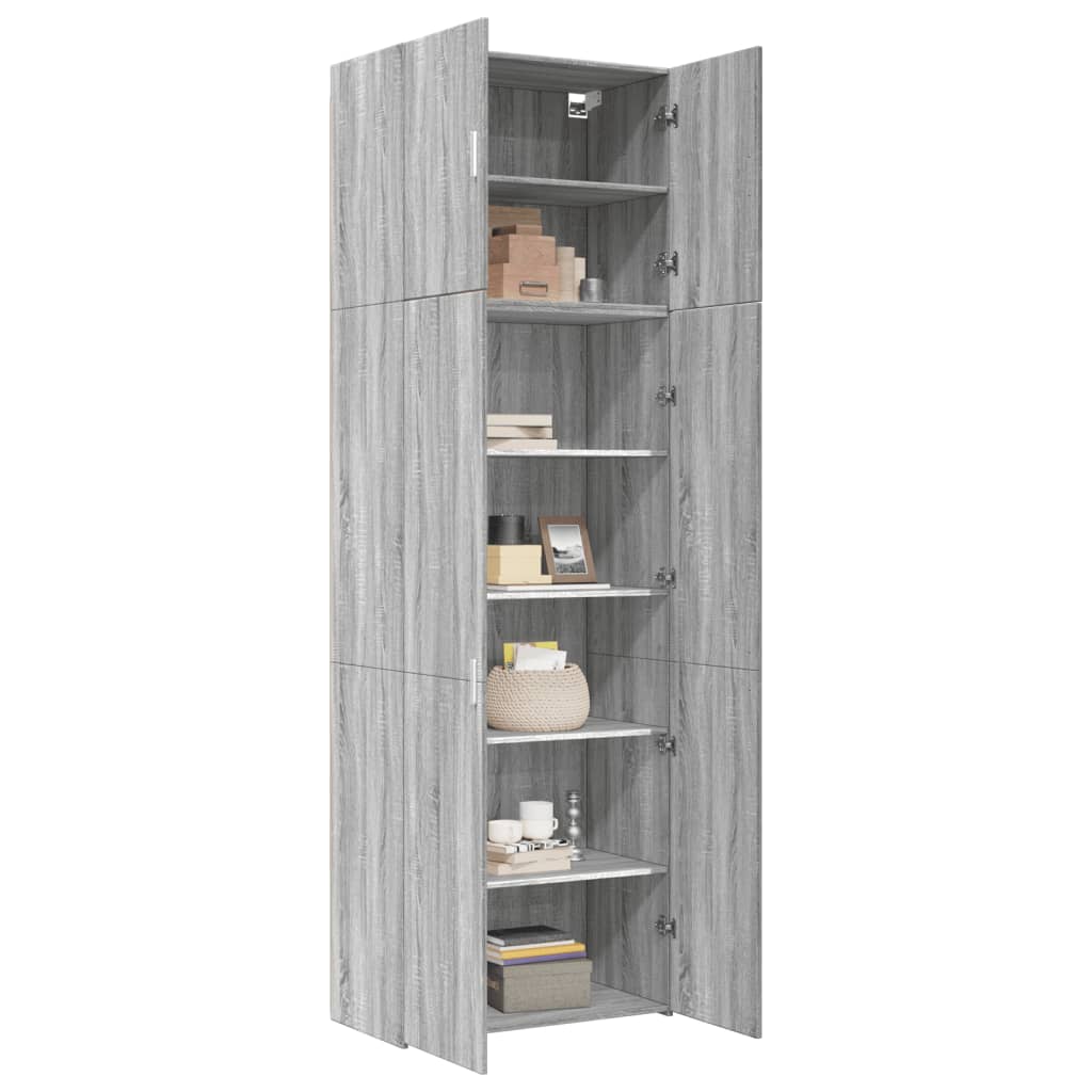 Skříň Highboard Šedá Sonoma 80 X 42,5 X 249 Cm Kompozitní Dřevo