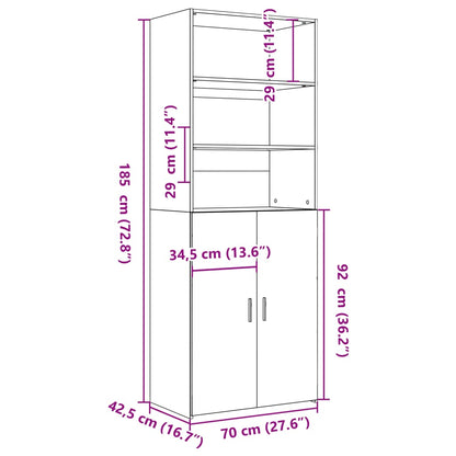 Skříň Highboard 70 X 42,5 X 185 Cm Kompozitní Dřevo