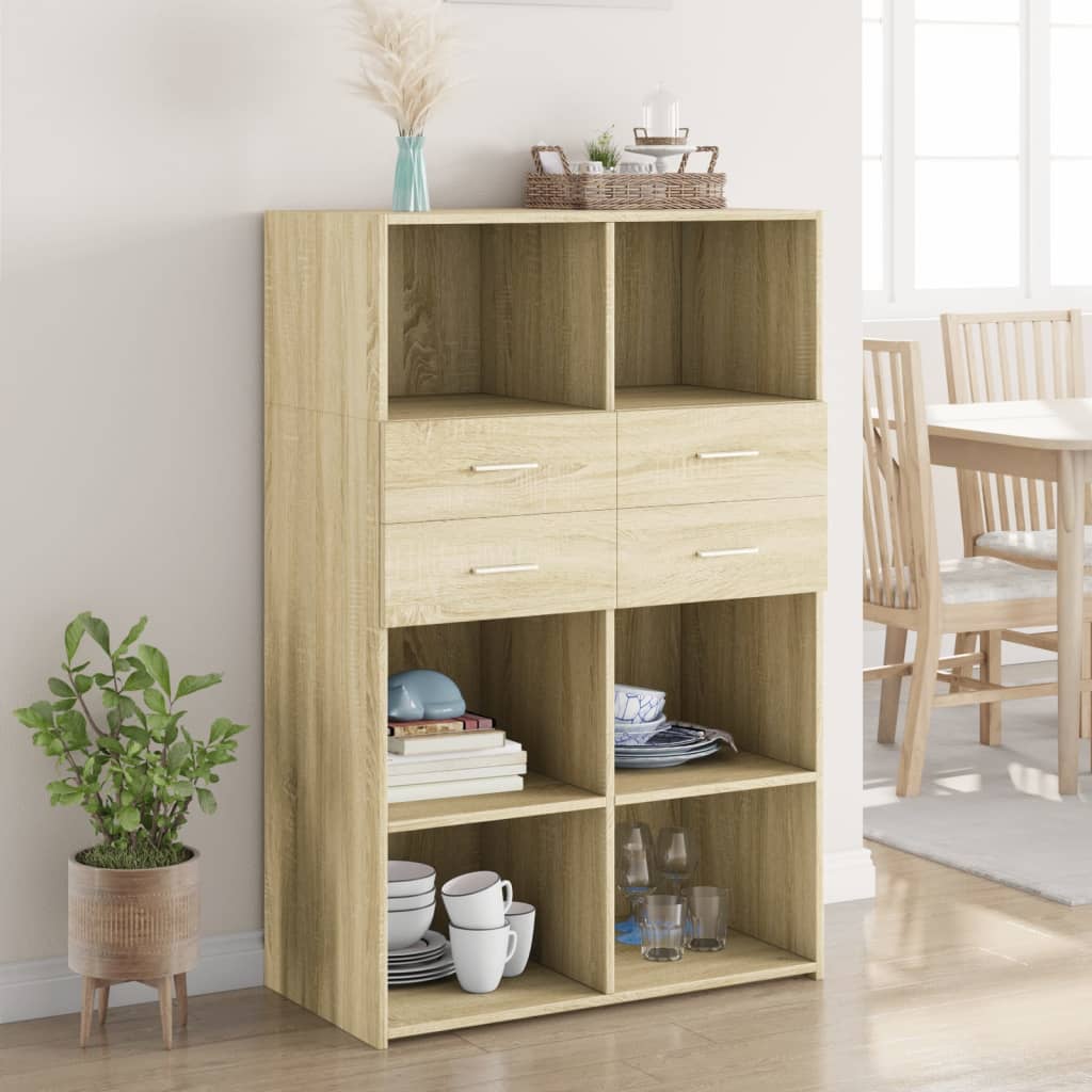 Skříň Highboard 80 X 42,5 X 124 Cm Kompozitní Dřevo