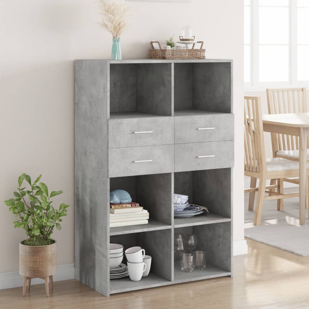 Skříň Highboard 80 X 42,5 X 124 Cm Kompozitní Dřevo