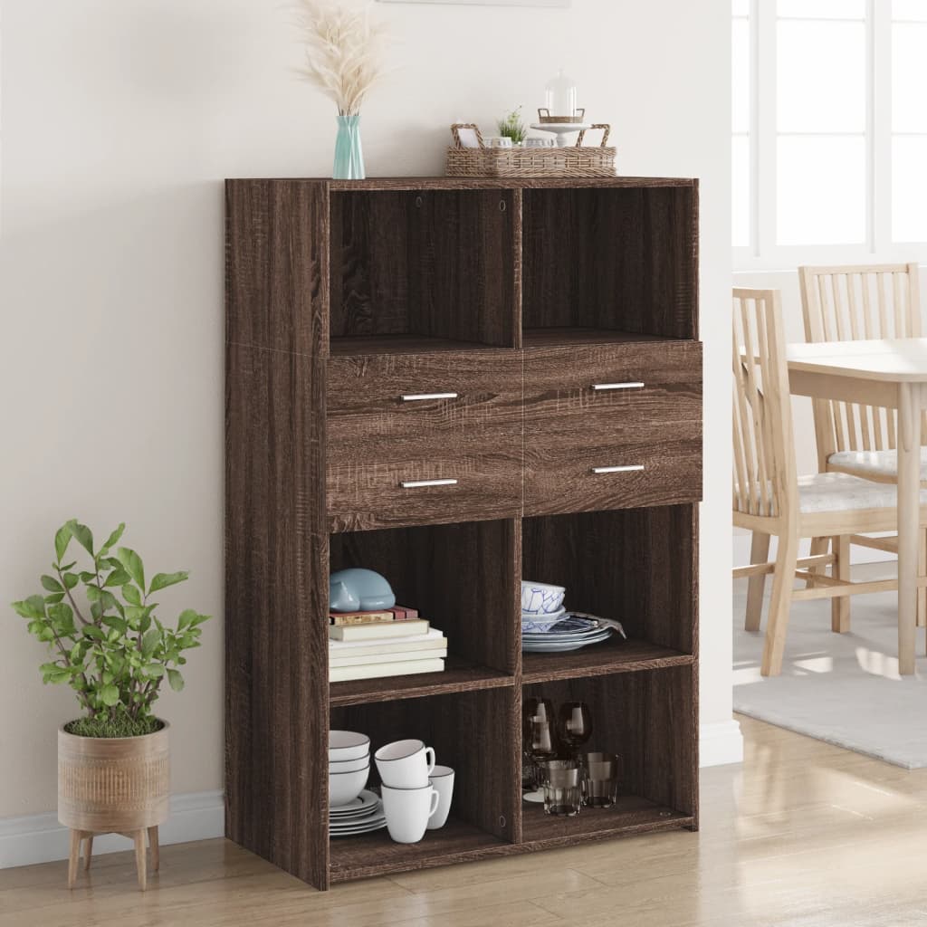 Skříň Highboard 80 X 42,5 X 124 Cm Kompozitní Dřevo
