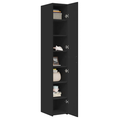 Skříň Highboard Černá 30 X 42,5 X 185 Cm Kompozitní Dřevo