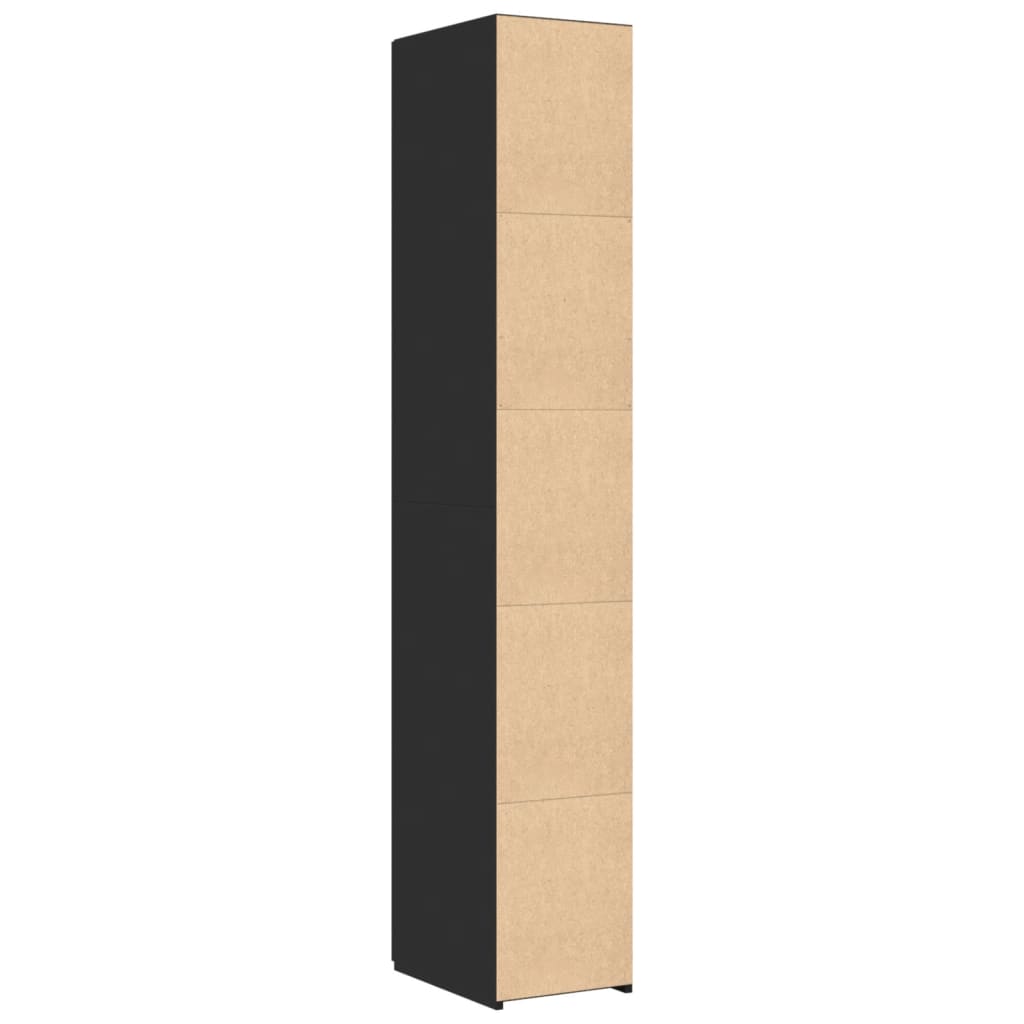Skříň Highboard Černá 30 X 42,5 X 185 Cm Kompozitní Dřevo