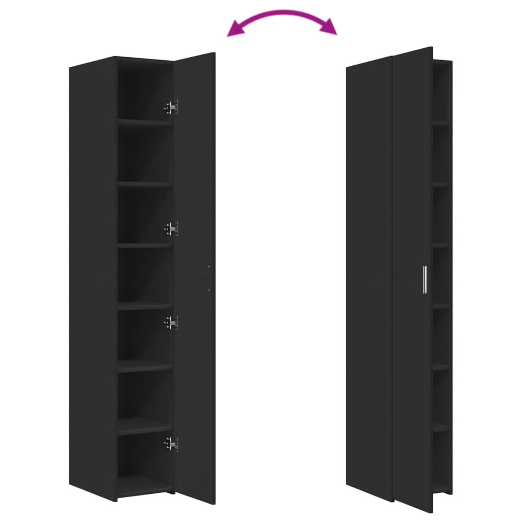 Skříň Highboard Černá 30 X 42,5 X 185 Cm Kompozitní Dřevo