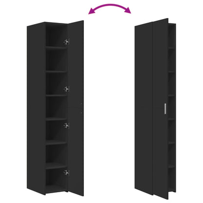 Skříň Highboard Černá 30 X 42,5 X 185 Cm Kompozitní Dřevo
