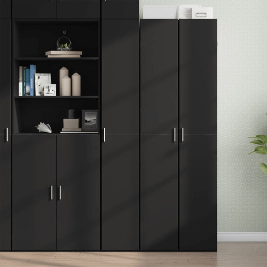 Skříň Highboard Černá 30 X 42,5 X 185 Cm Kompozitní Dřevo