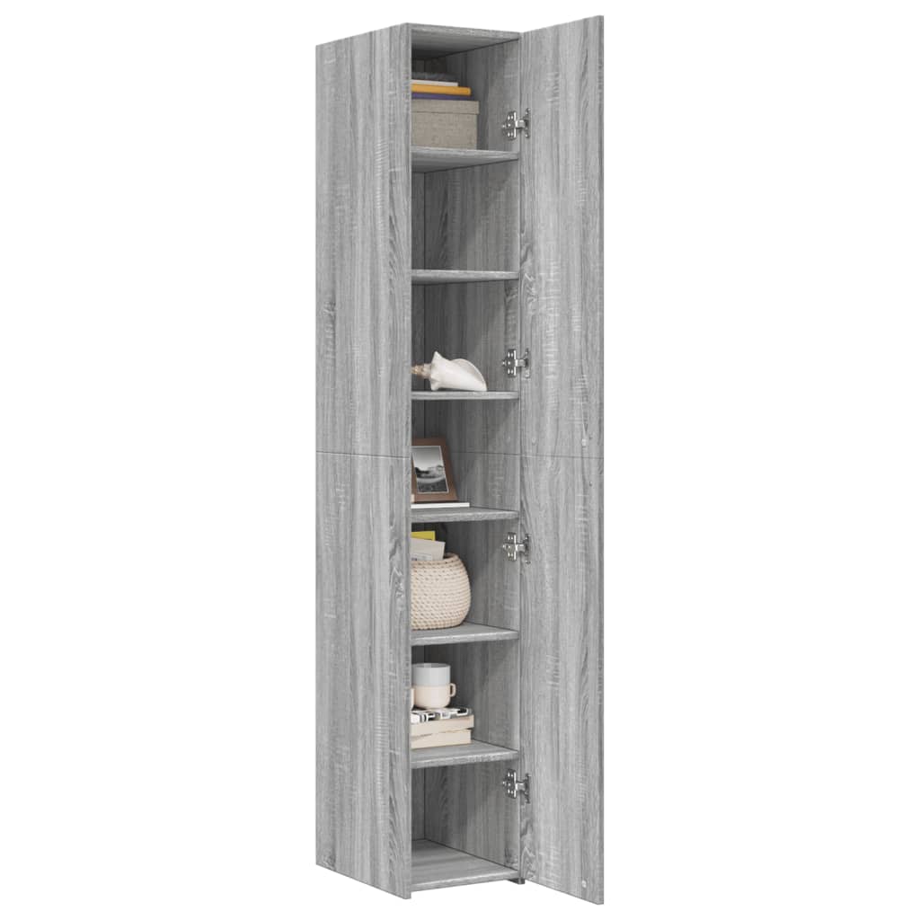 Skříň Highboard Šedá Sonoma 30 X 42,5 X 185 Cm Kompozitní Dřevo