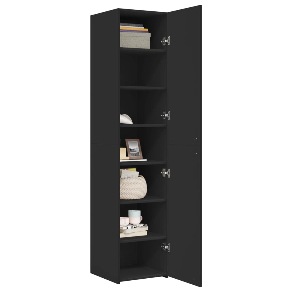 Skříň Highboard Černá 40 X 42,5 X 185 Cm Kompozitní Dřevo