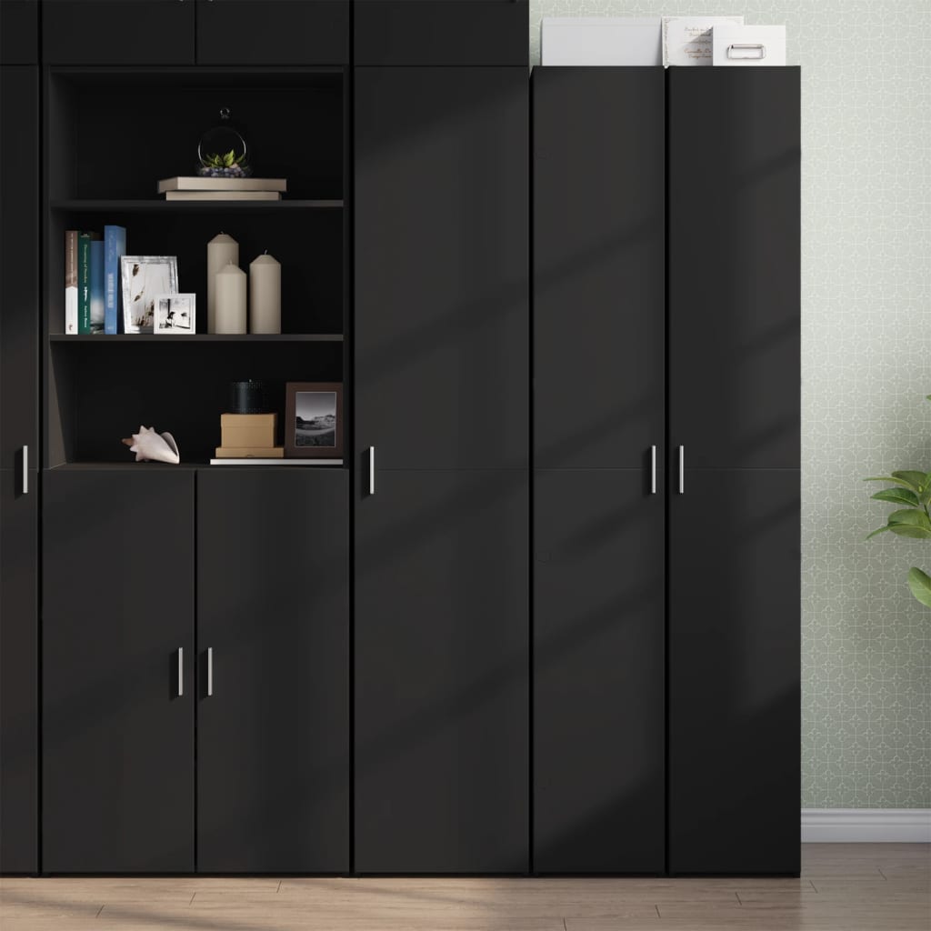 Skříň Highboard Černá 40 X 42,5 X 185 Cm Kompozitní Dřevo