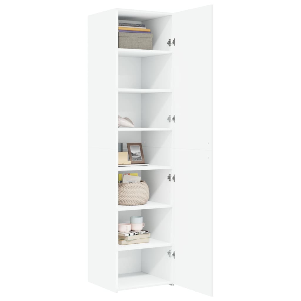 Skříň Highboard Bílá 45 X 42,5 X 185 Cm Kompozitní Dřevo