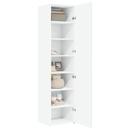 Skříň Highboard Bílá 45 X 42,5 X 185 Cm Kompozitní Dřevo