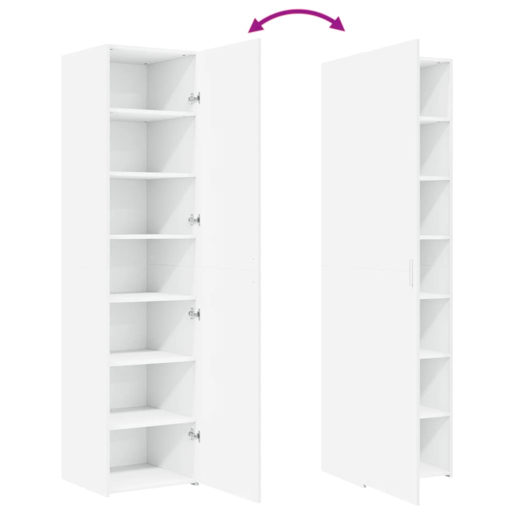 Skříň Highboard Bílá 45 X 42,5 X 185 Cm Kompozitní Dřevo