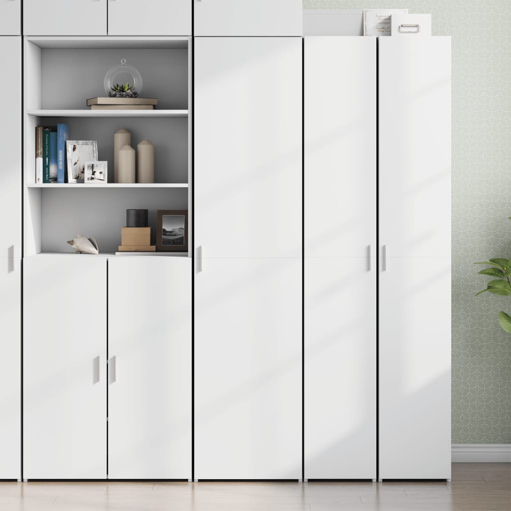 Skříň Highboard Bílá 45 X 42,5 X 185 Cm Kompozitní Dřevo