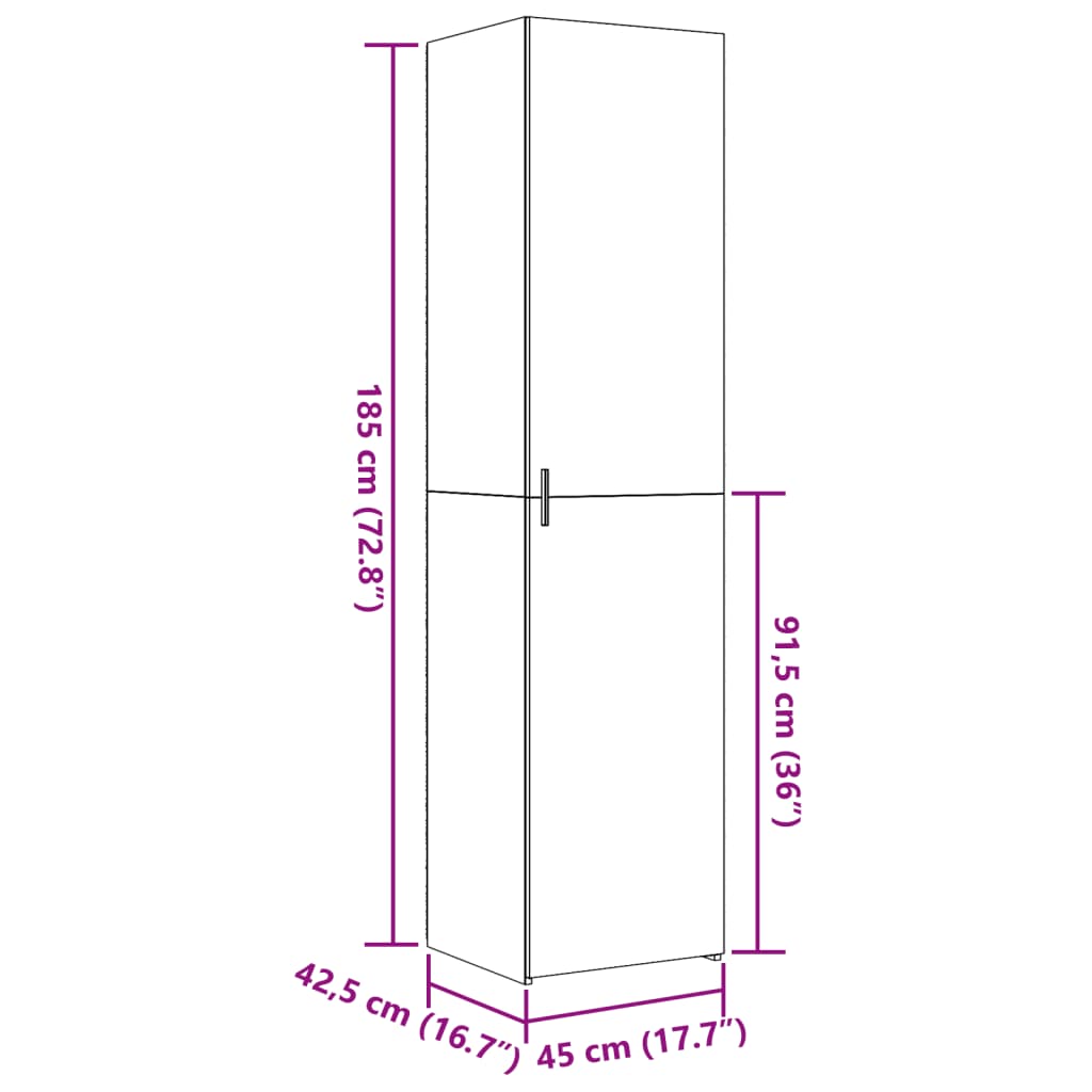 Skříň Highboard Kouřový Dub 45 X 42,5 X 185 Cm Kompozitní Dřevo