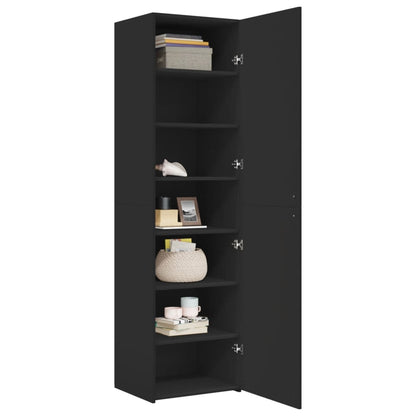 Skříň Highboard Černá 50 X 42,5 X 185 Cm Kompozitní Dřevo