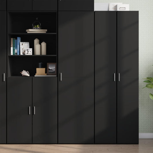 Skříň Highboard Černá 50 X 42,5 X 185 Cm Kompozitní Dřevo