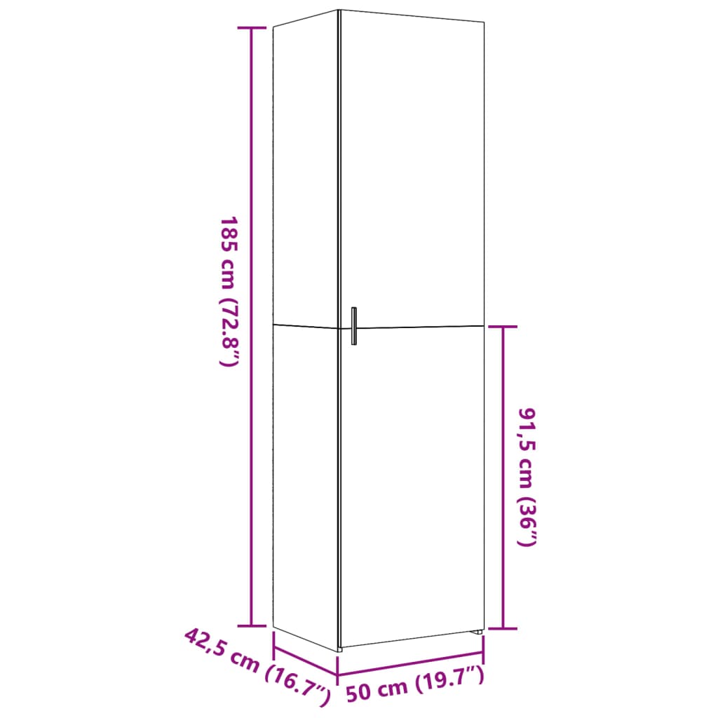 Skříň Highboard Kouřový Dub 50 X 42,5 X 185 Cm Kompozitní Dřevo