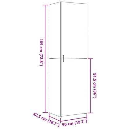 Skříň Highboard Kouřový Dub 50 X 42,5 X 185 Cm Kompozitní Dřevo