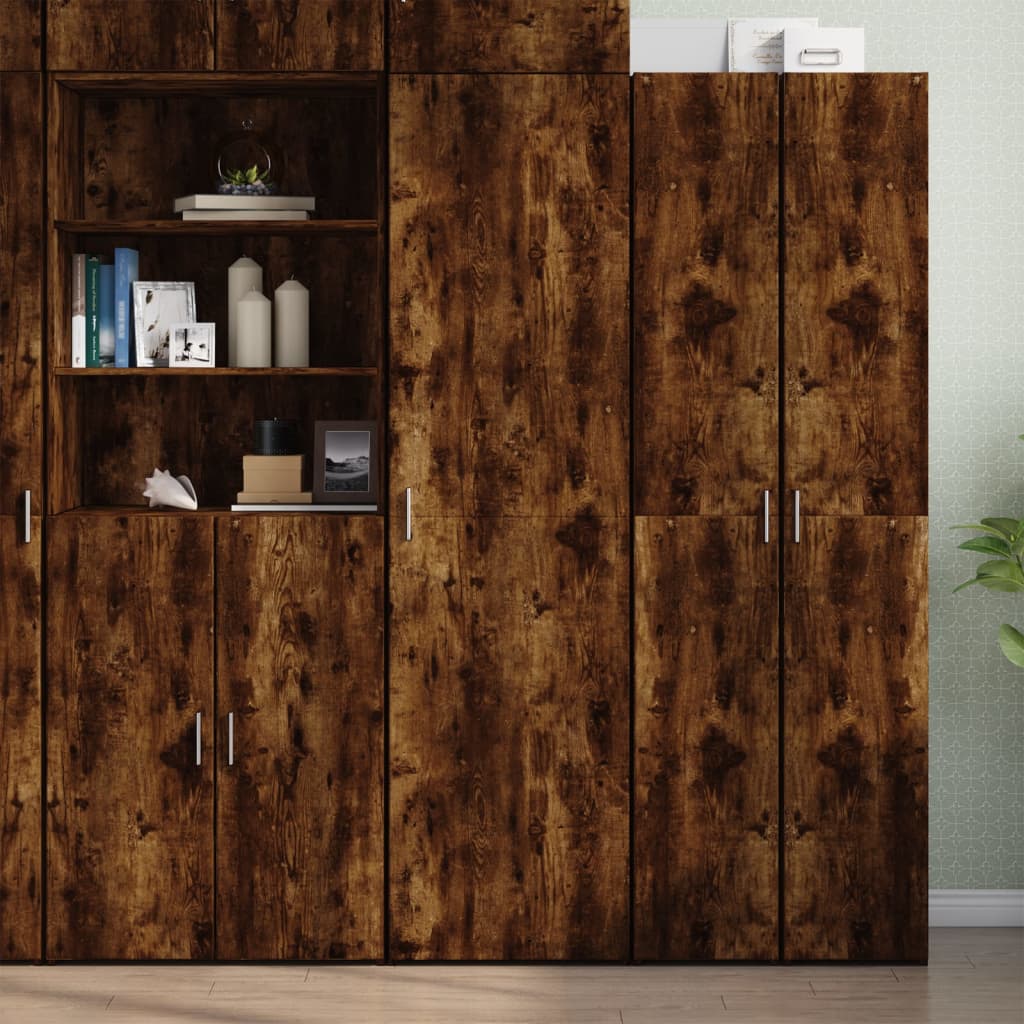 Skříň Highboard Kouřový Dub 50 X 42,5 X 185 Cm Kompozitní Dřevo