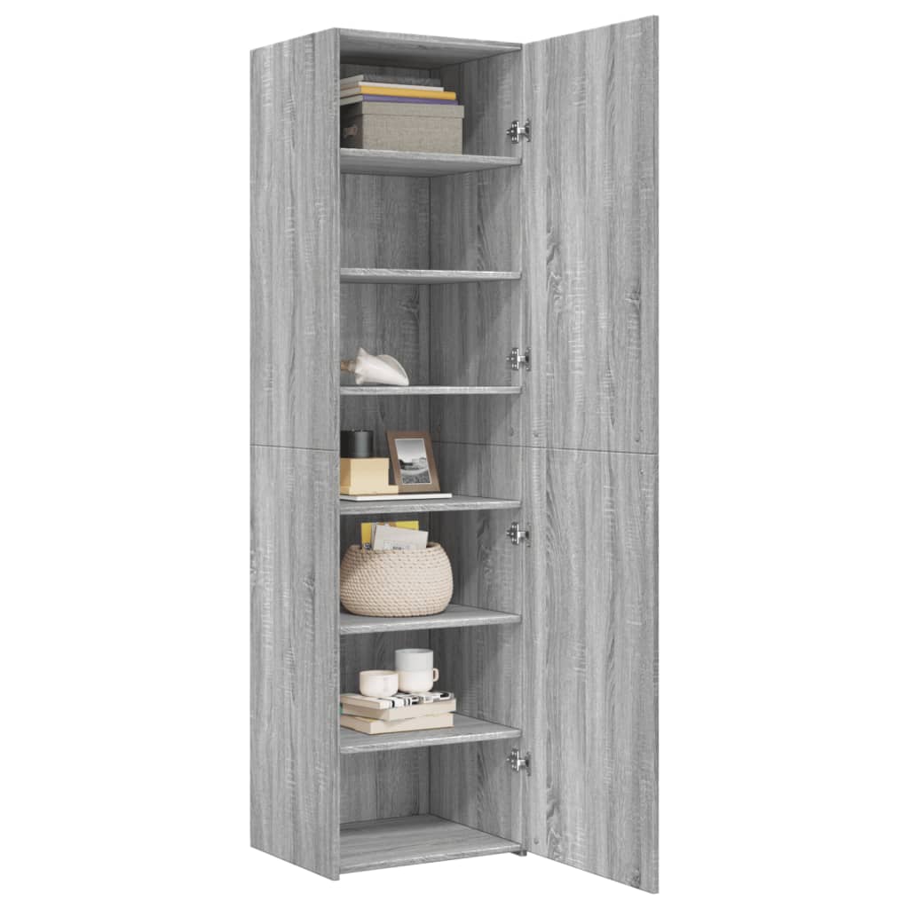 Skříň Highboard Šedá Sonoma 50 X 42,5 X 185 Cm Kompozitní Dřevo