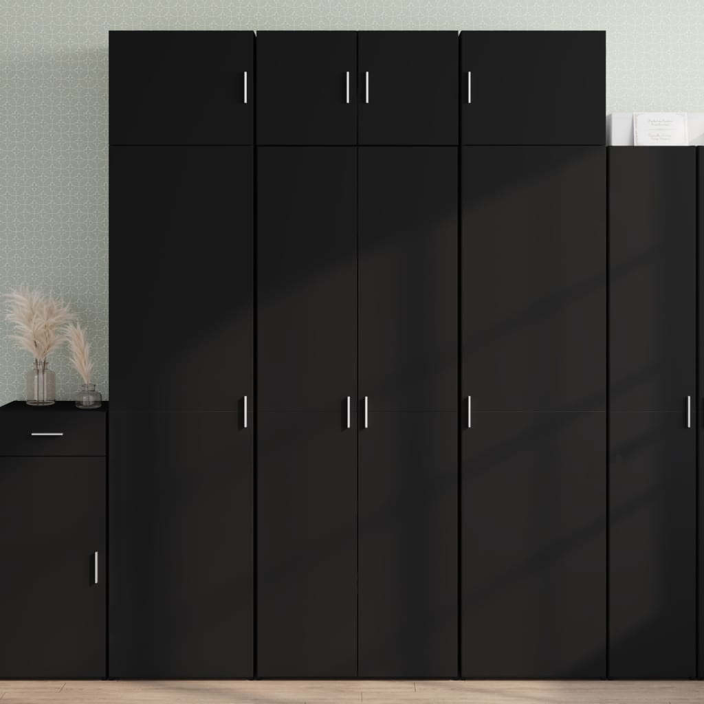 Skříň Highboard Černá 70 X 42,5 X 185 Cm Kompozitní Dřevo