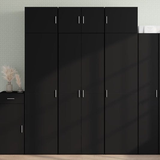 Skříň Highboard Černá 70 X 42,5 X 185 Cm Kompozitní Dřevo