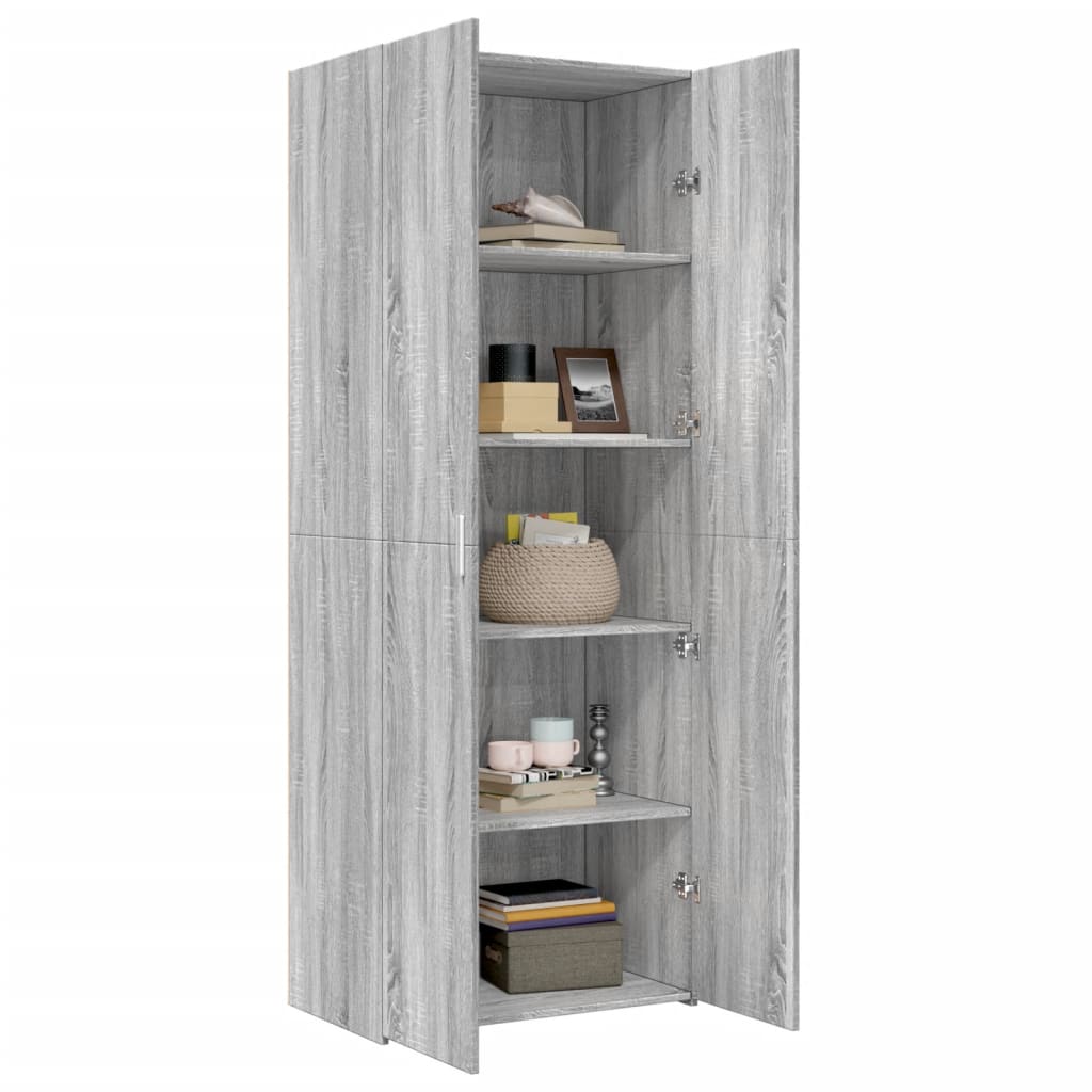 Skříň Highboard Šedá Sonoma 70 X 42,5 X 185 Cm Kompozitní Dřevo