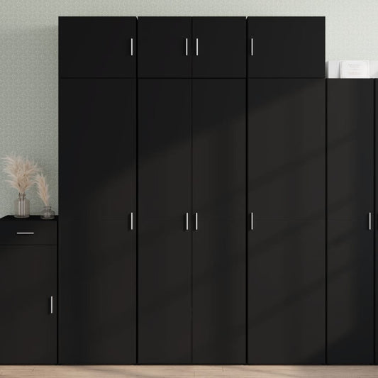Skříň Highboard Černá 70 X 42,5 X 185 Cm Kompozitní Dřevo