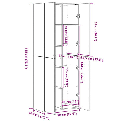 Skříň Highboard Dub Sonoma 70 X 42,5 X 185 Cm Kompozitní Dřevo