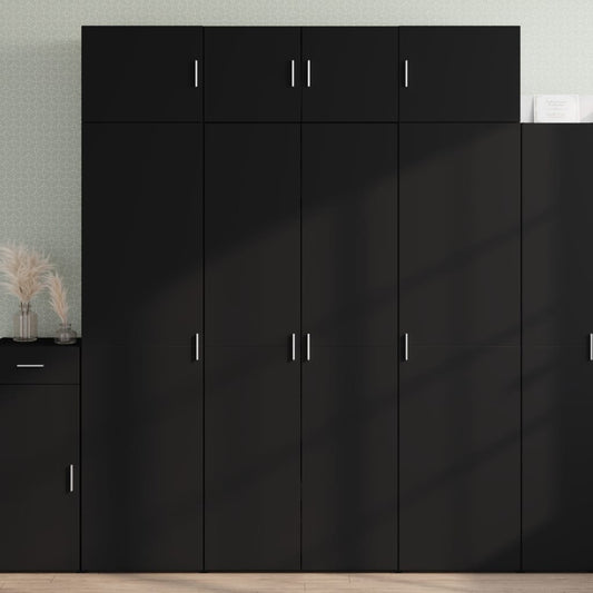 Skříň Highboard Černá 80 X 42,5 X 185 Cm Kompozitní Dřevo