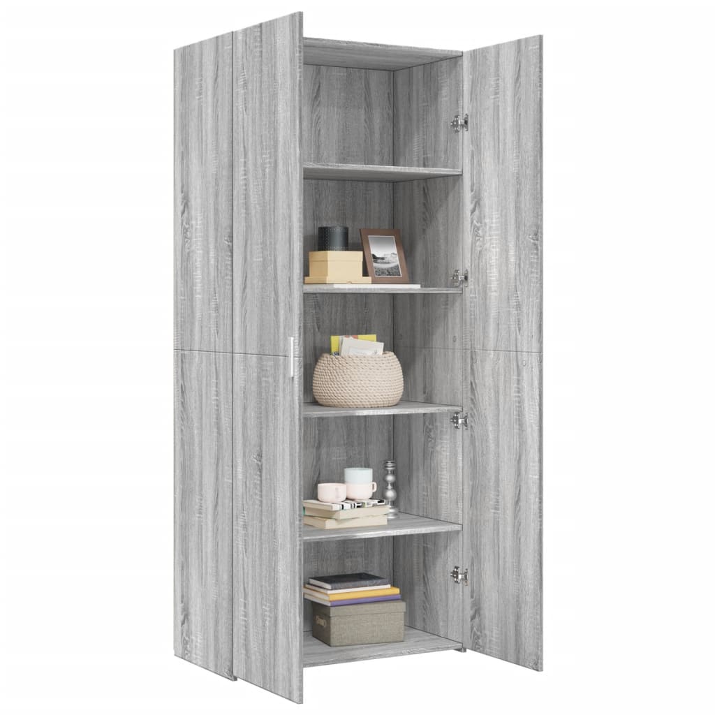 Skříň Highboard Šedá Sonoma 80 X 42,5 X 185 Cm Kompozitní Dřevo