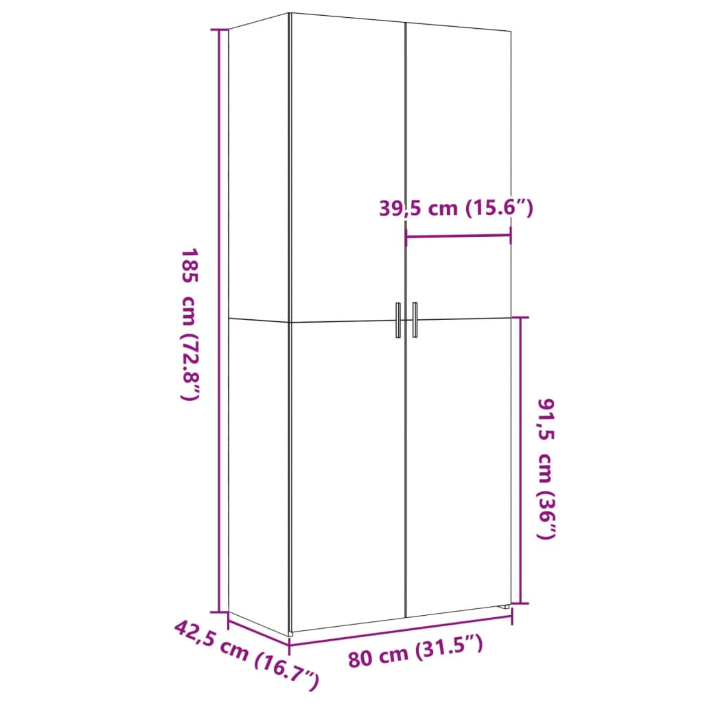 Skříň Highboard Šedá Sonoma 80 X 42,5 X 185 Cm Kompozitní Dřevo